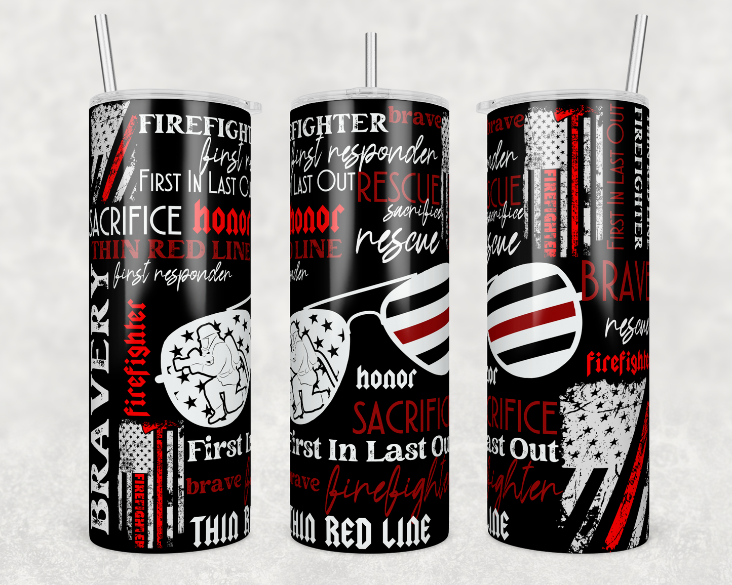 Firefighter Collage 20oz Skinny Tumbler