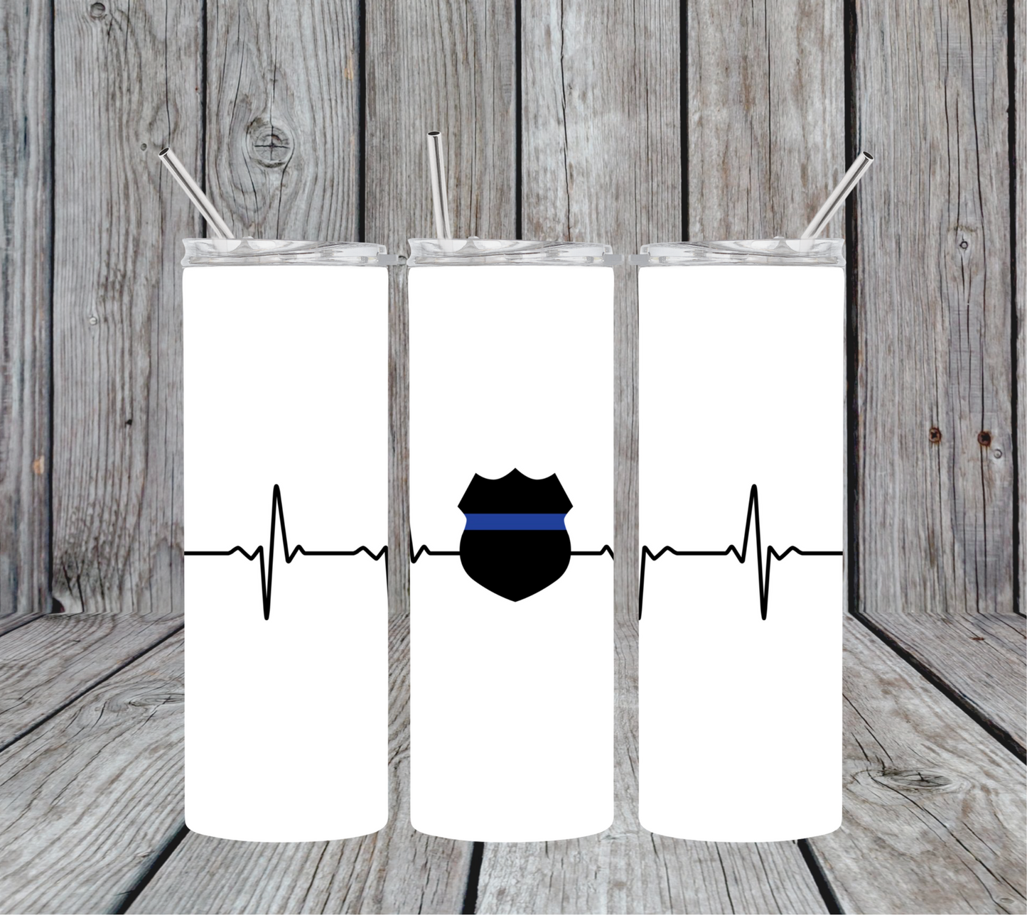 Thin Blue Line Badge 20oz Skinny Tumbler