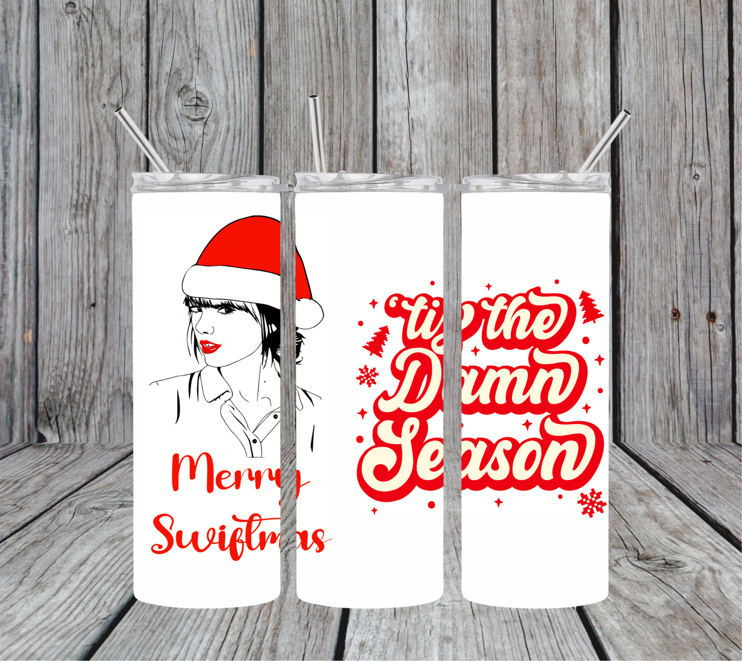 Merry Swiftmas Taylor Swift 20oz Skinny Tumbler