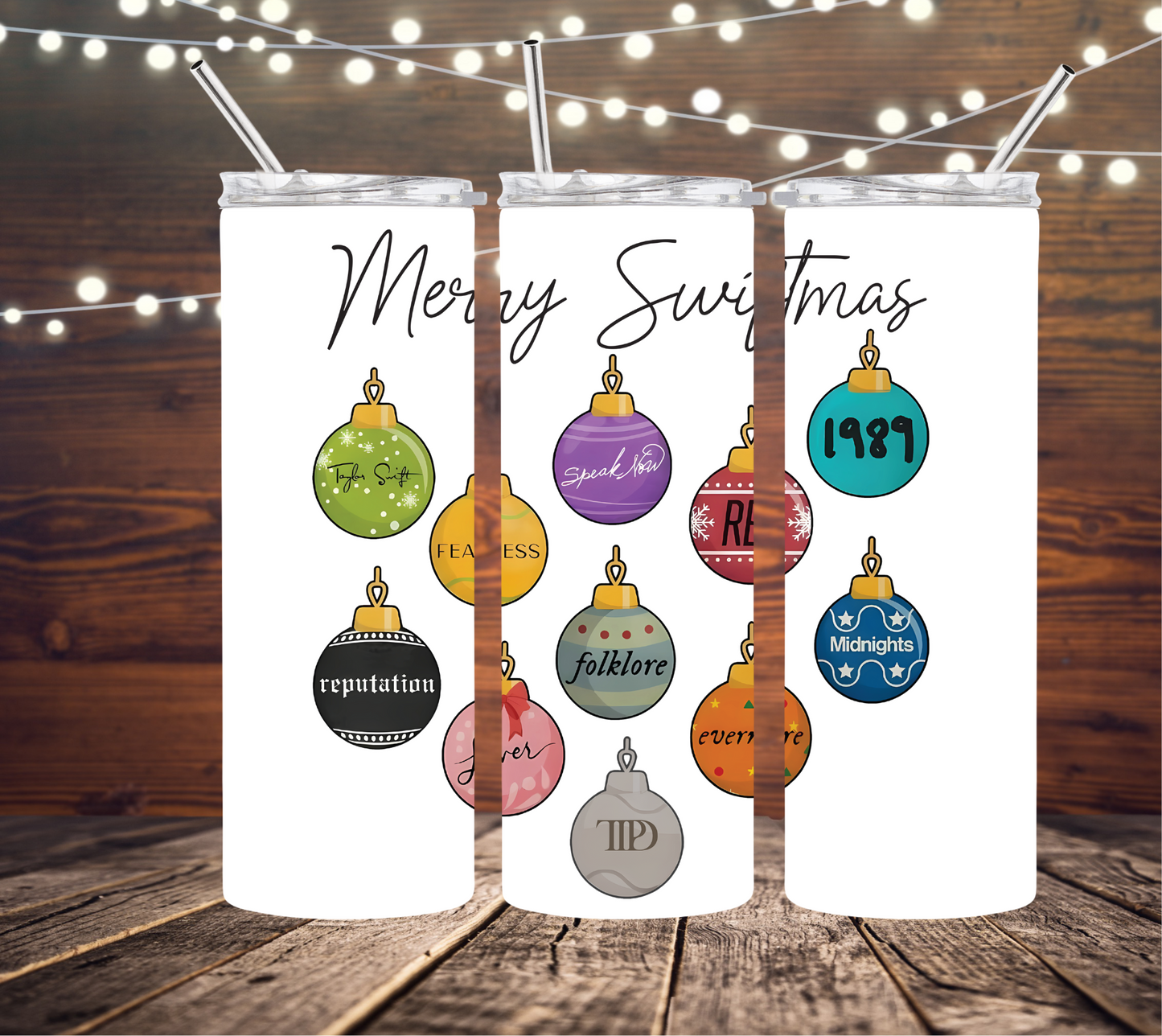 Merry Swiftmas Ornaments Taylor Swift 20oz Skinny Tumbler