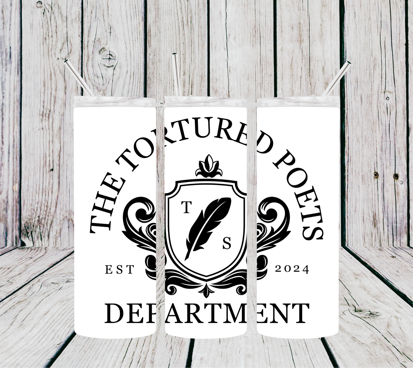 TTPD Album Crest Taylor Swift 20oz Skinny Tumbler