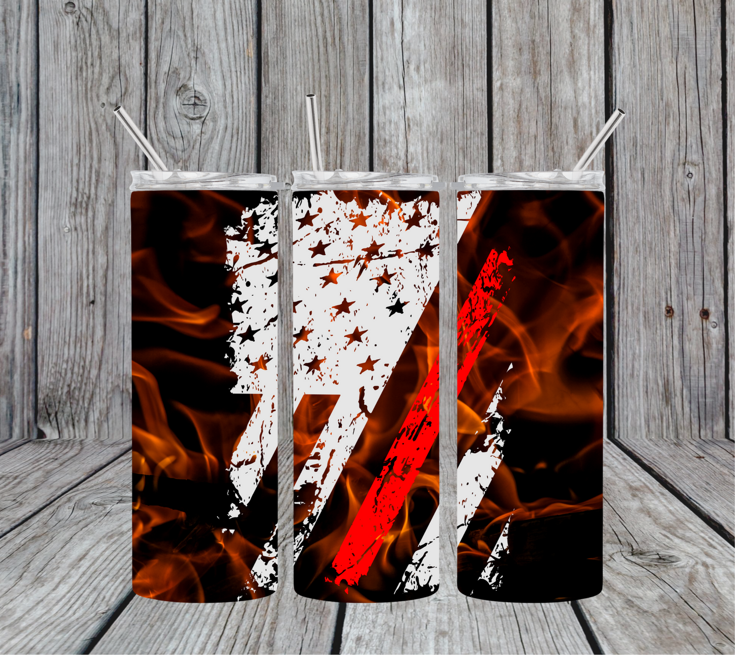 Thin Red Line & Flames 20oz Skinny Tumbler