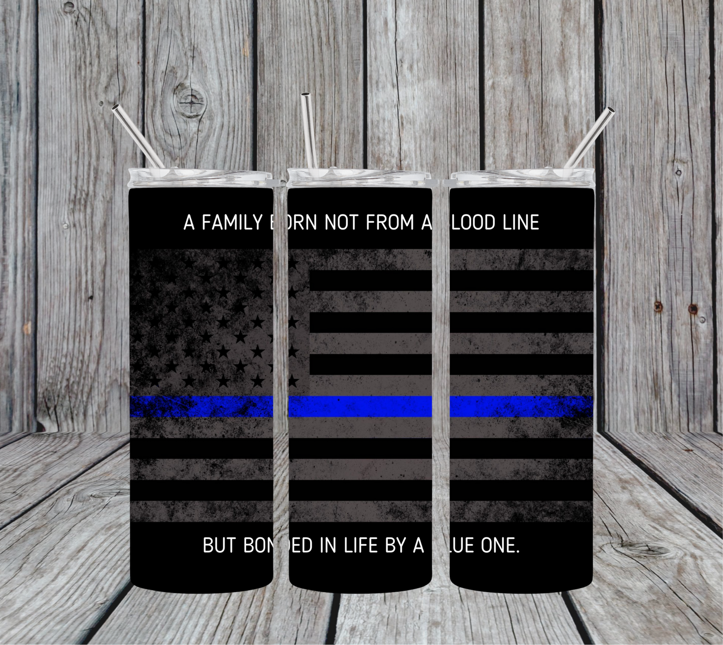 Thin Blue Line Flag Blood Line 20oz Skinny Tumbler