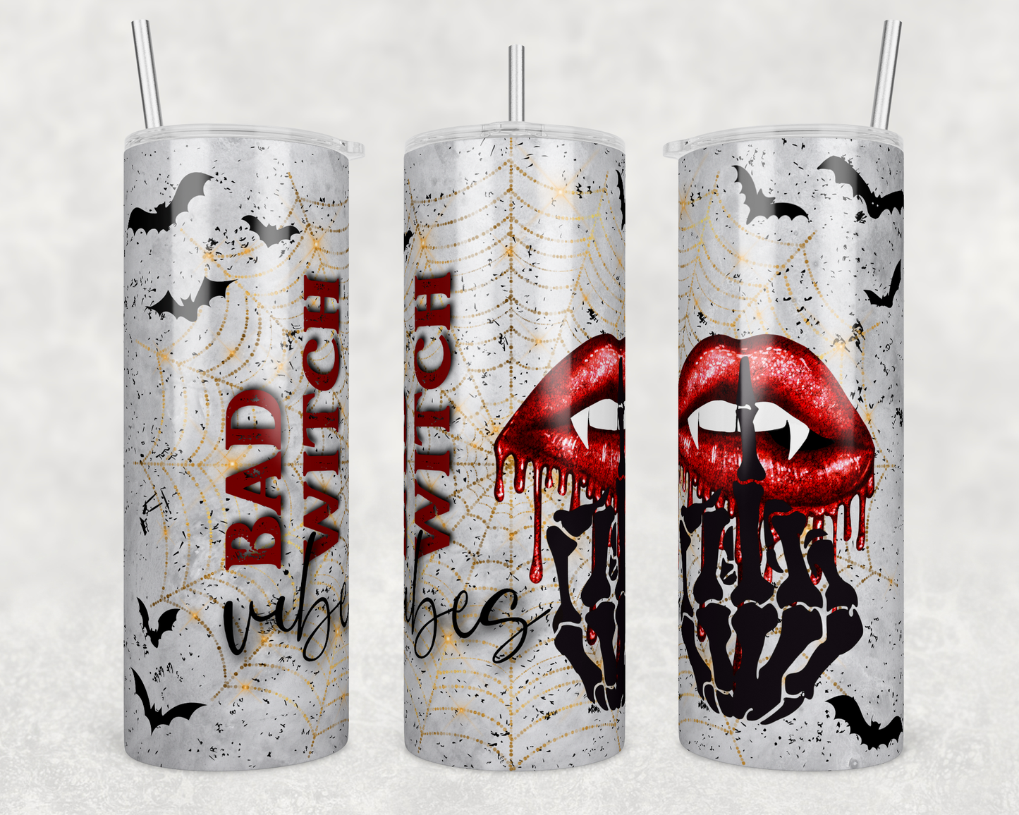 Bad Witch Vibes - Skeleton Hand 20oz Skinny Tumbler