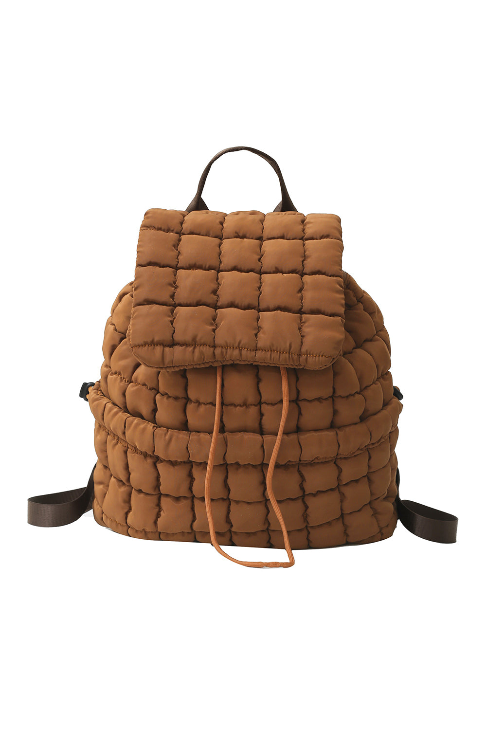 White Solid Flapped Quilted Puffer Backpack