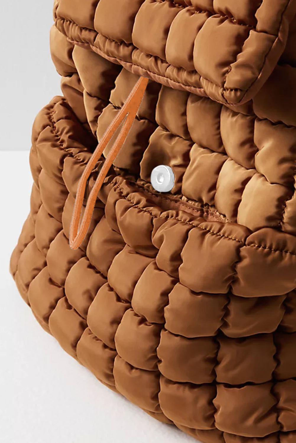 White Solid Flapped Quilted Puffer Backpack