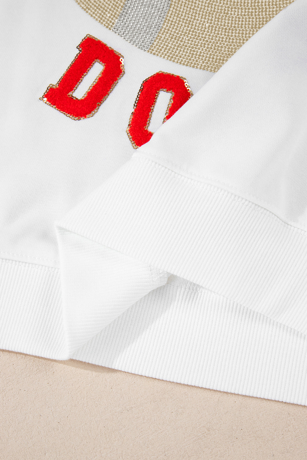 White TOUCH DOWN Rugby Graphic Pullover Sweatshirt