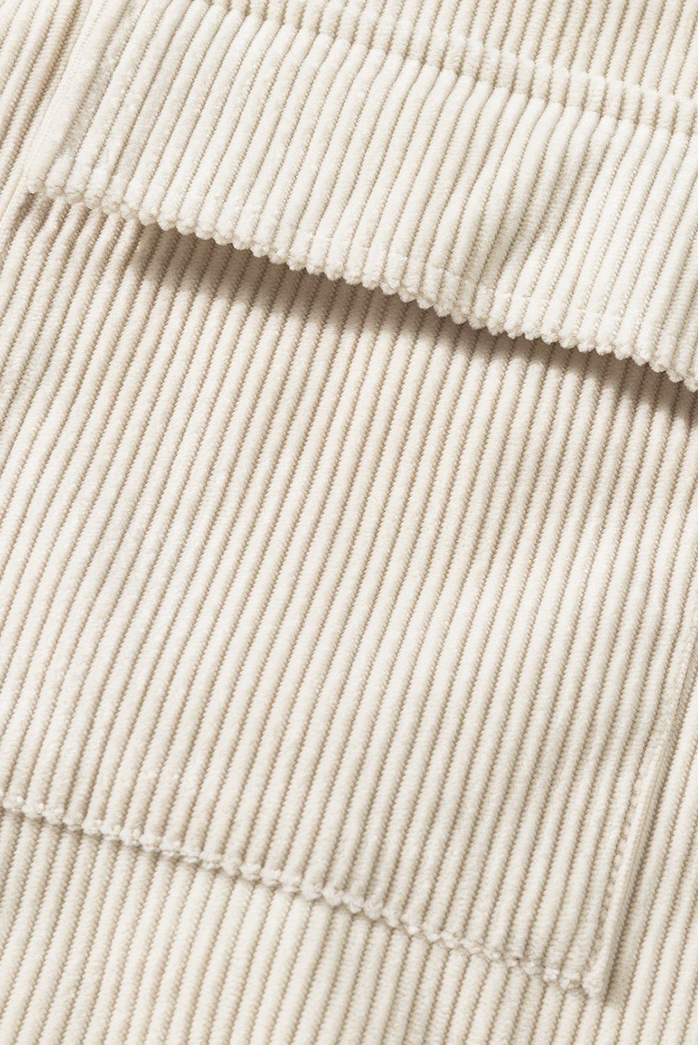 Beige Button Up Patch Pocket Corduroy Shacket