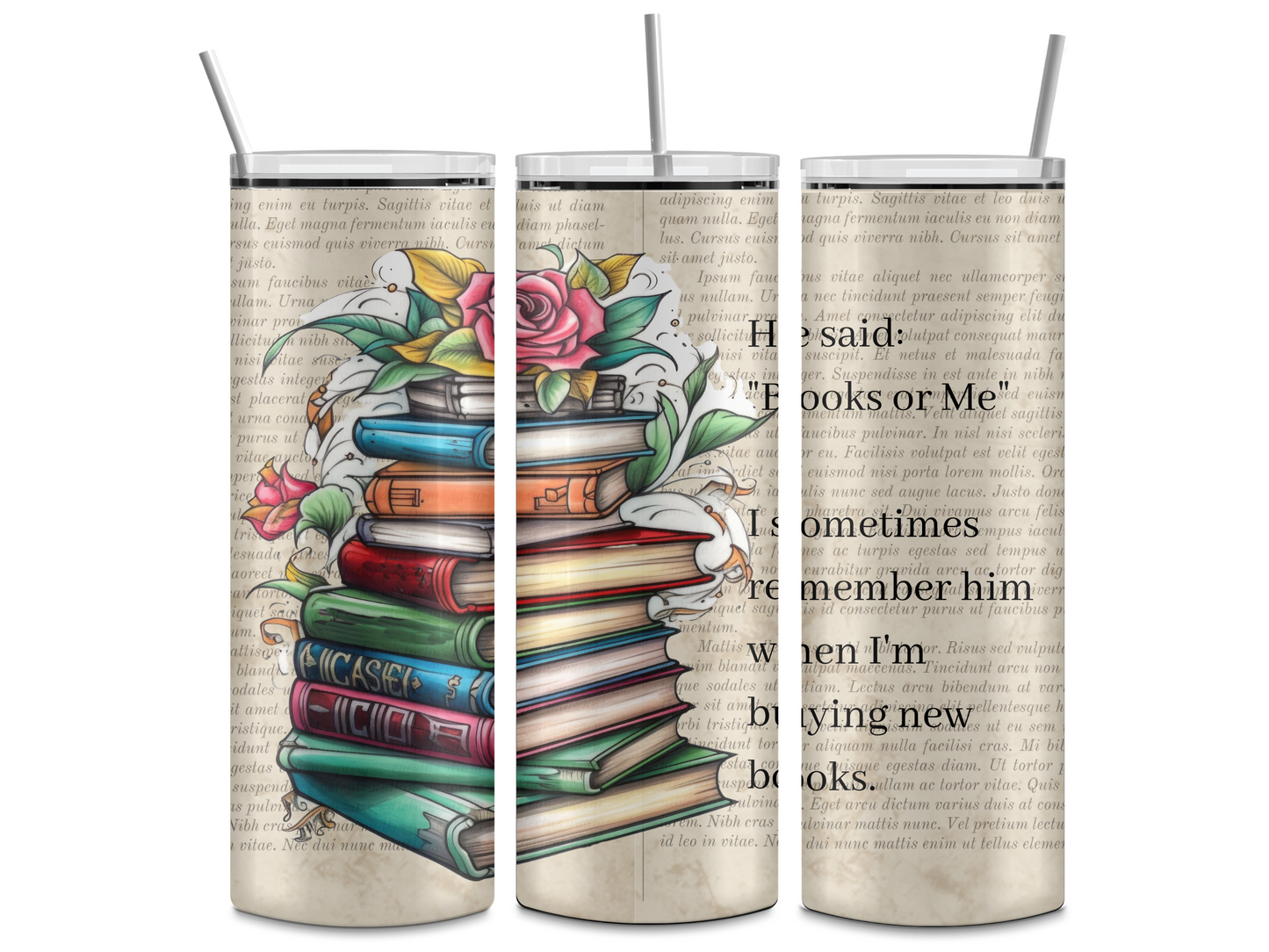 Books or Me - Vintage - 20oz Skinny Tumbler