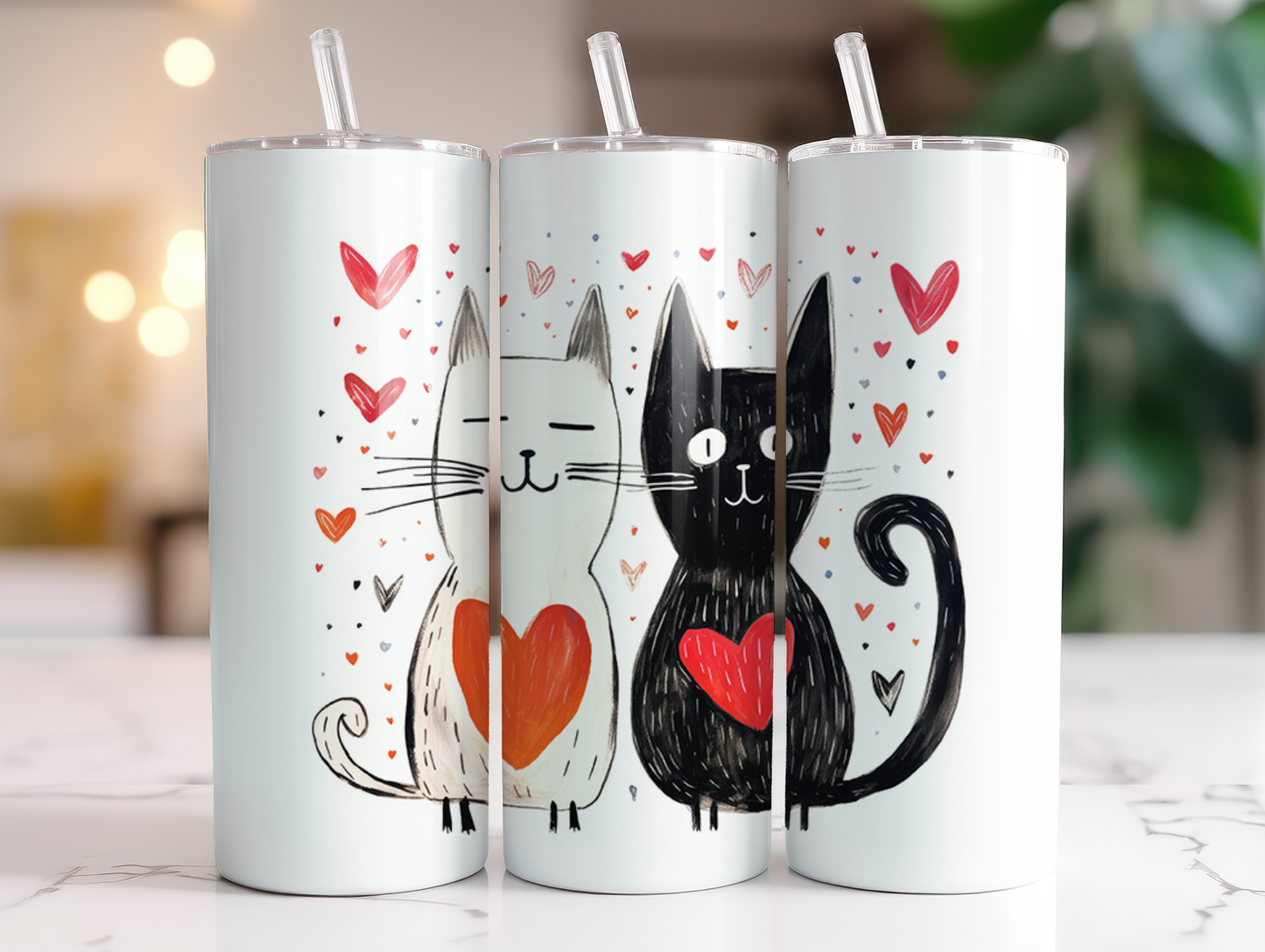 Cats & Hearts Valentines 20oz Skinny Tumbler