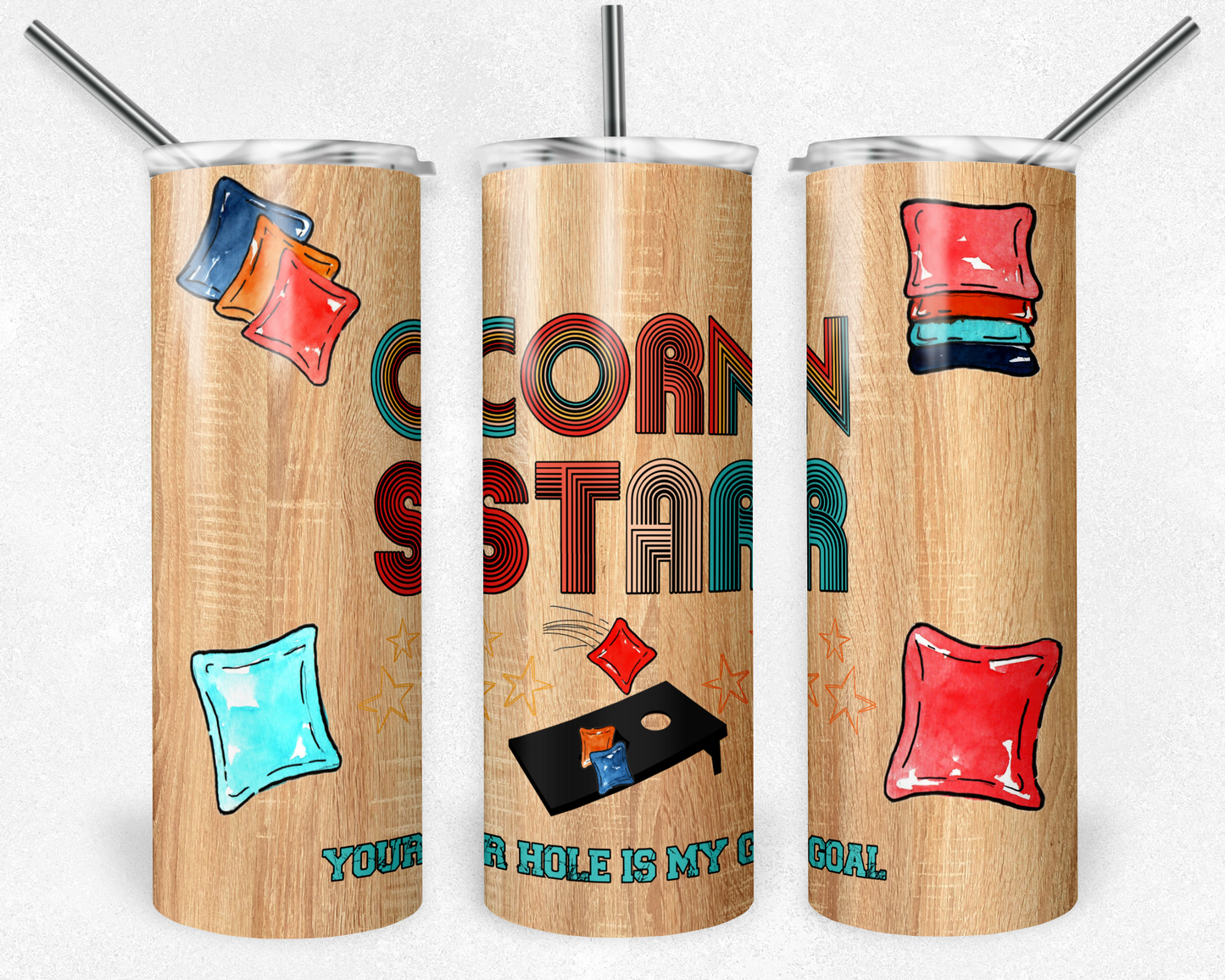 Cornhole Corn Star 20oz Skinny Tumbler