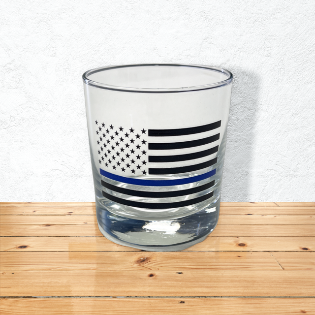 Police Flag Whiskey Glass