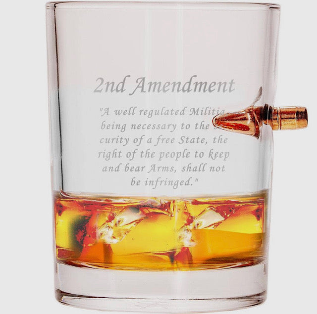 .308 Caliber Bullet Whiskey Glass - 2nd Amendment engraved..