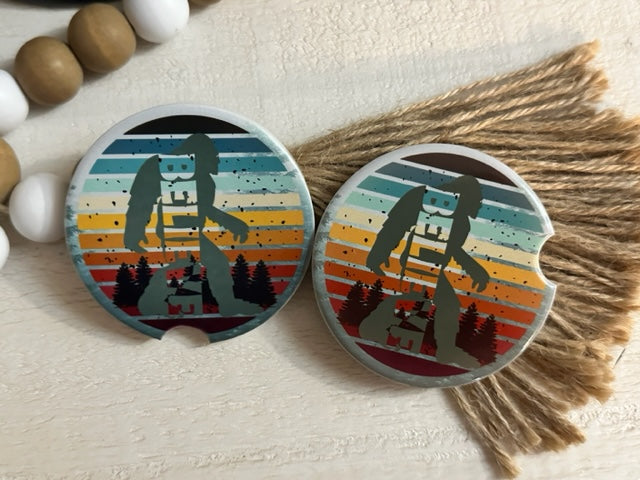 Bigfoot Believe Ceramic Car Coaster Set