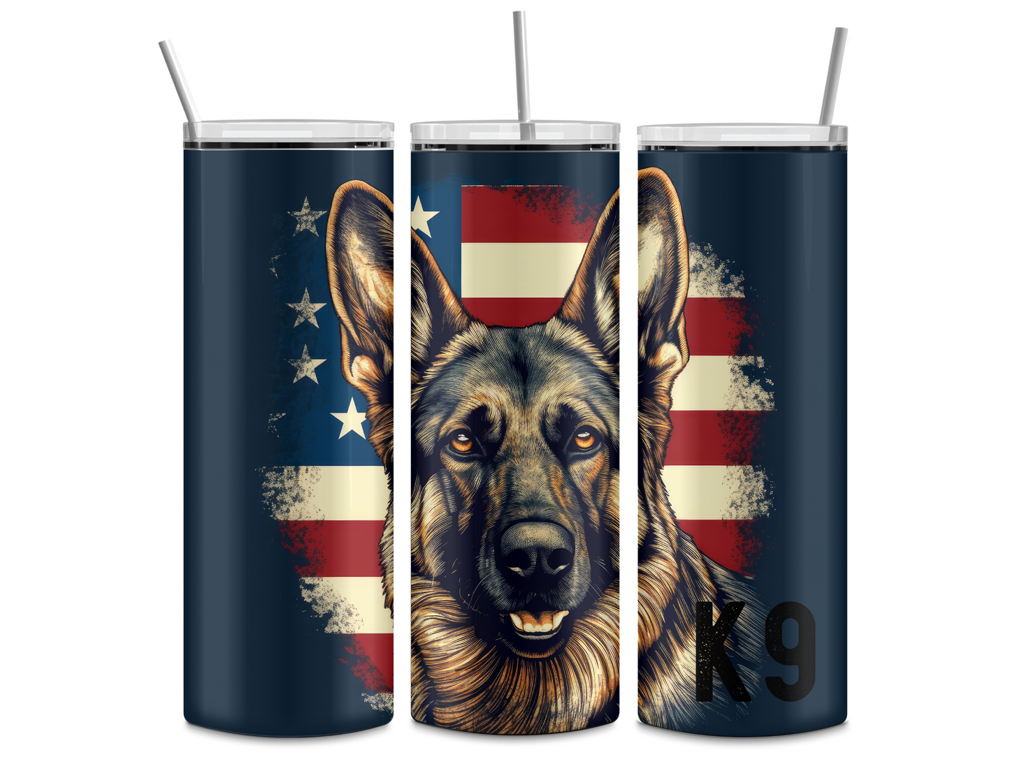 K9 German Shepherd 20oz Skinny Tumbler