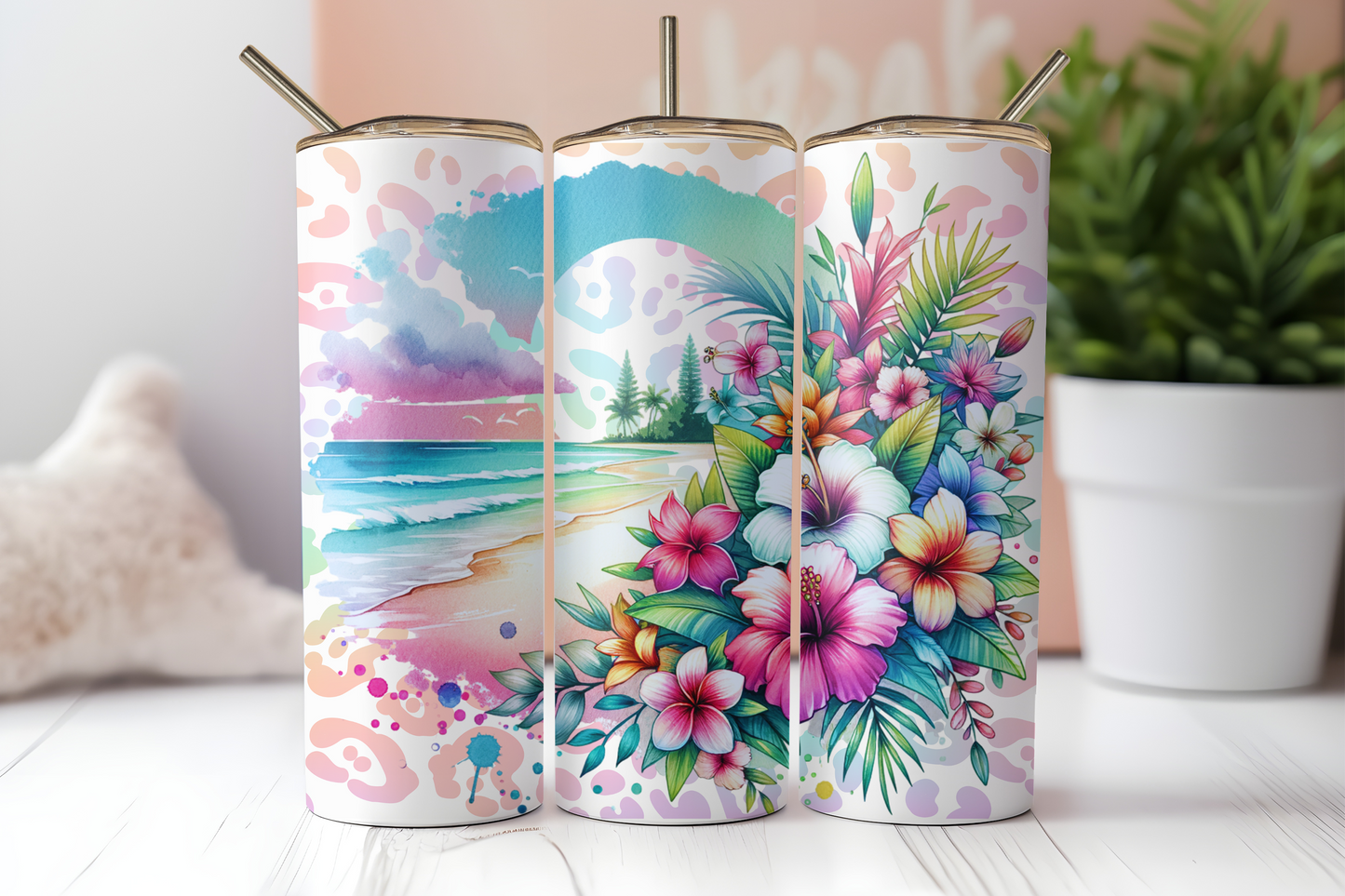 Tropical Leopard 20oz Skinny Tumbler