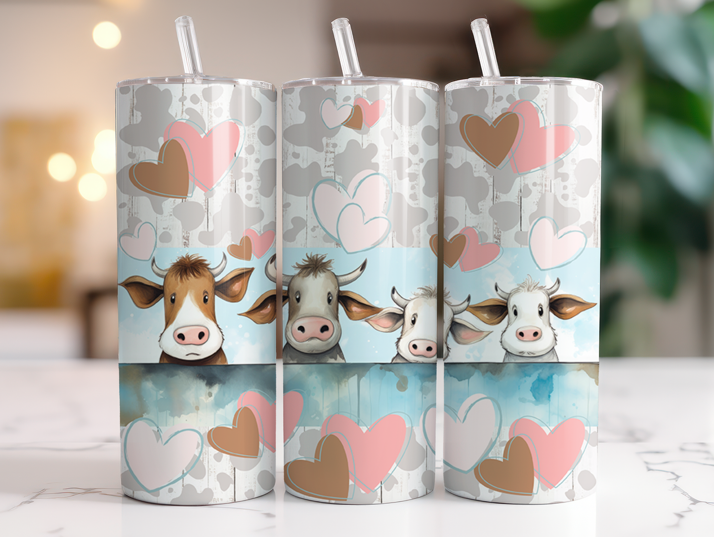 Cows & Hearts Valentines 20oz Skinny Tumbler