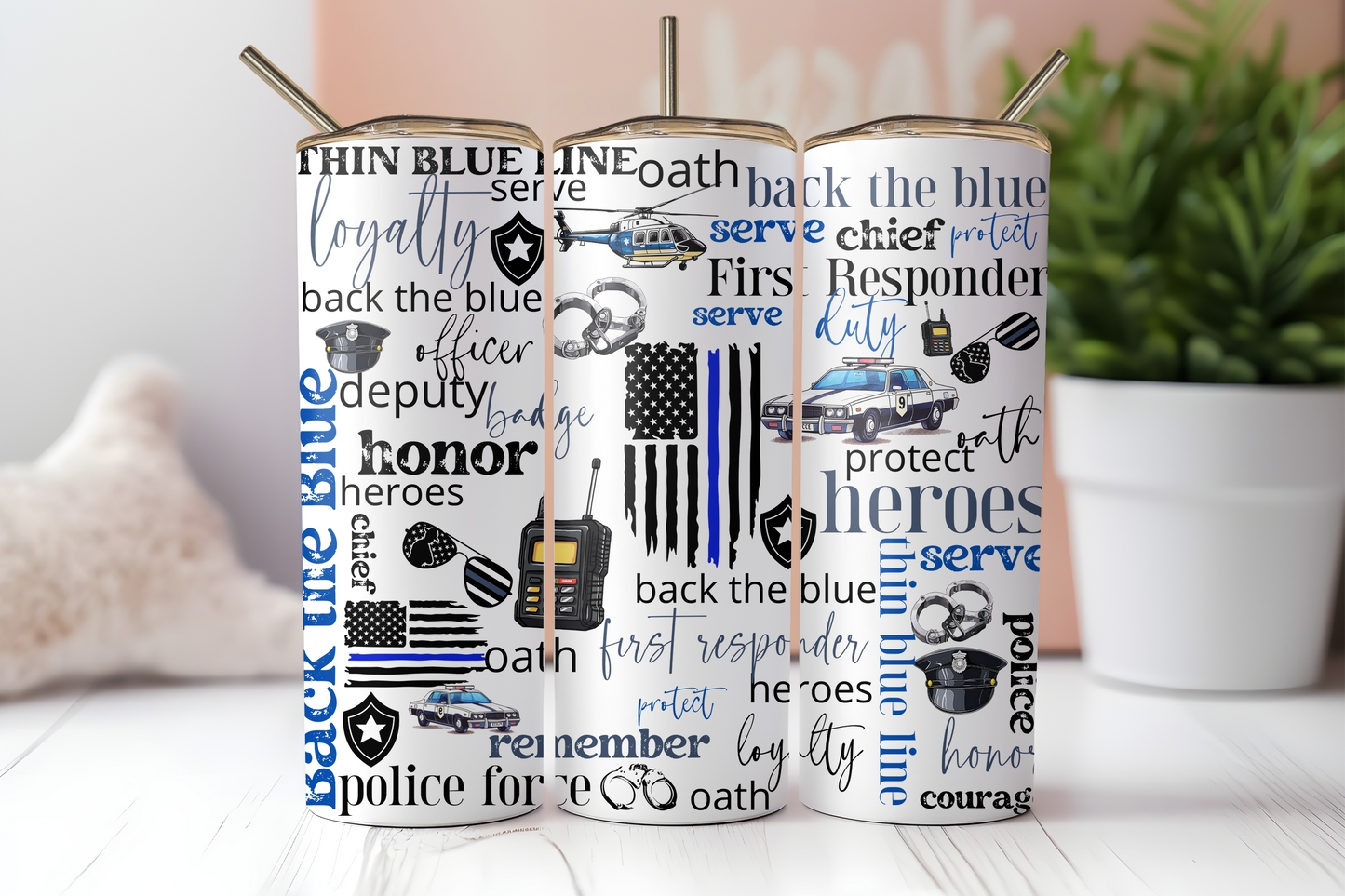 Police Art 20oz Skinny Tumbler