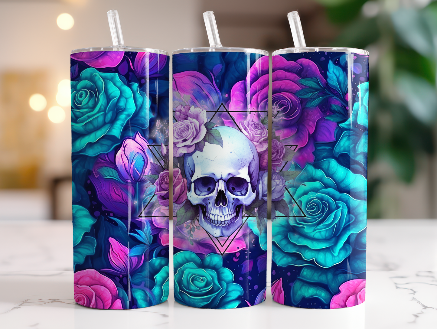 Rose Skull 20oz Skinny Tumbler