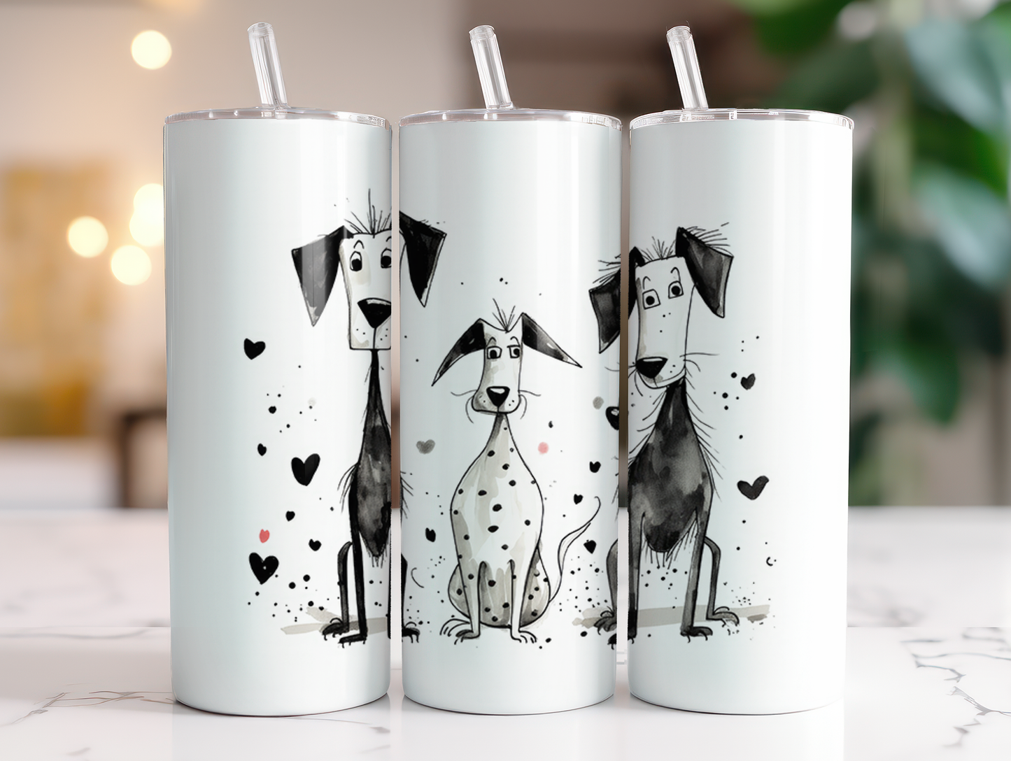 Three Dogs Valentines 20oz Skinny Tumbler