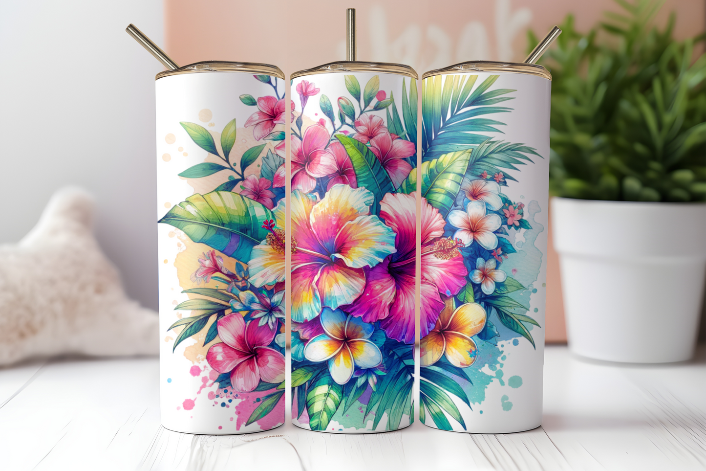 Tropical Flora 20oz Skinny Tumbler