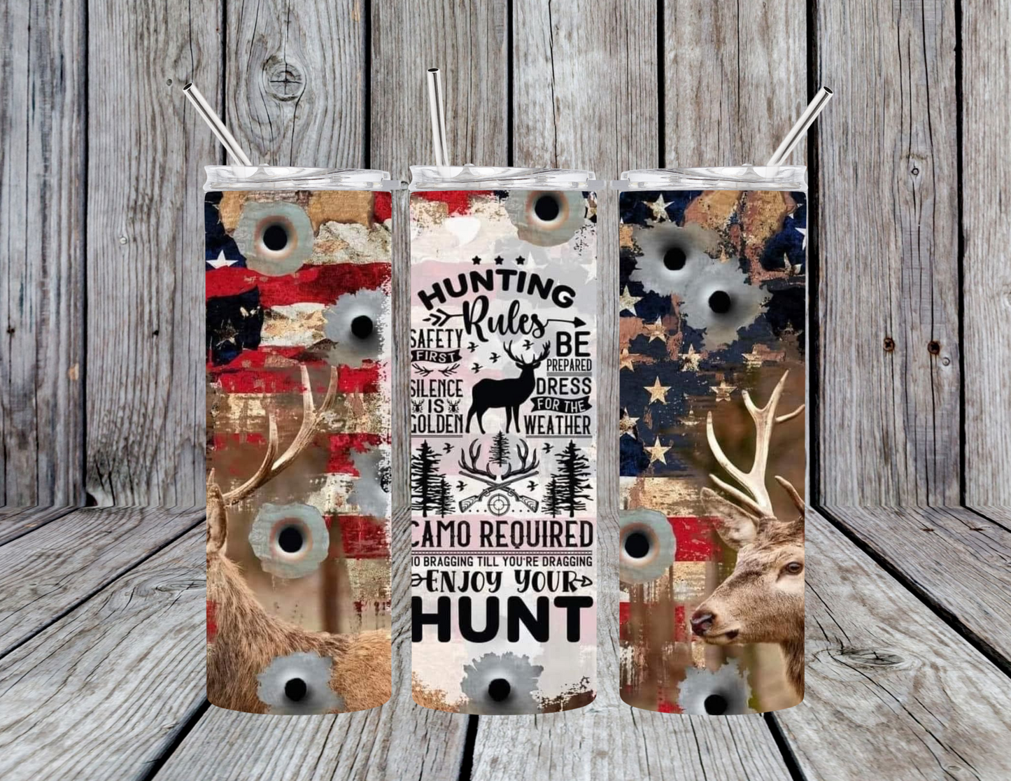 Hunting Rules Camo 20oz Skinny Tumbler