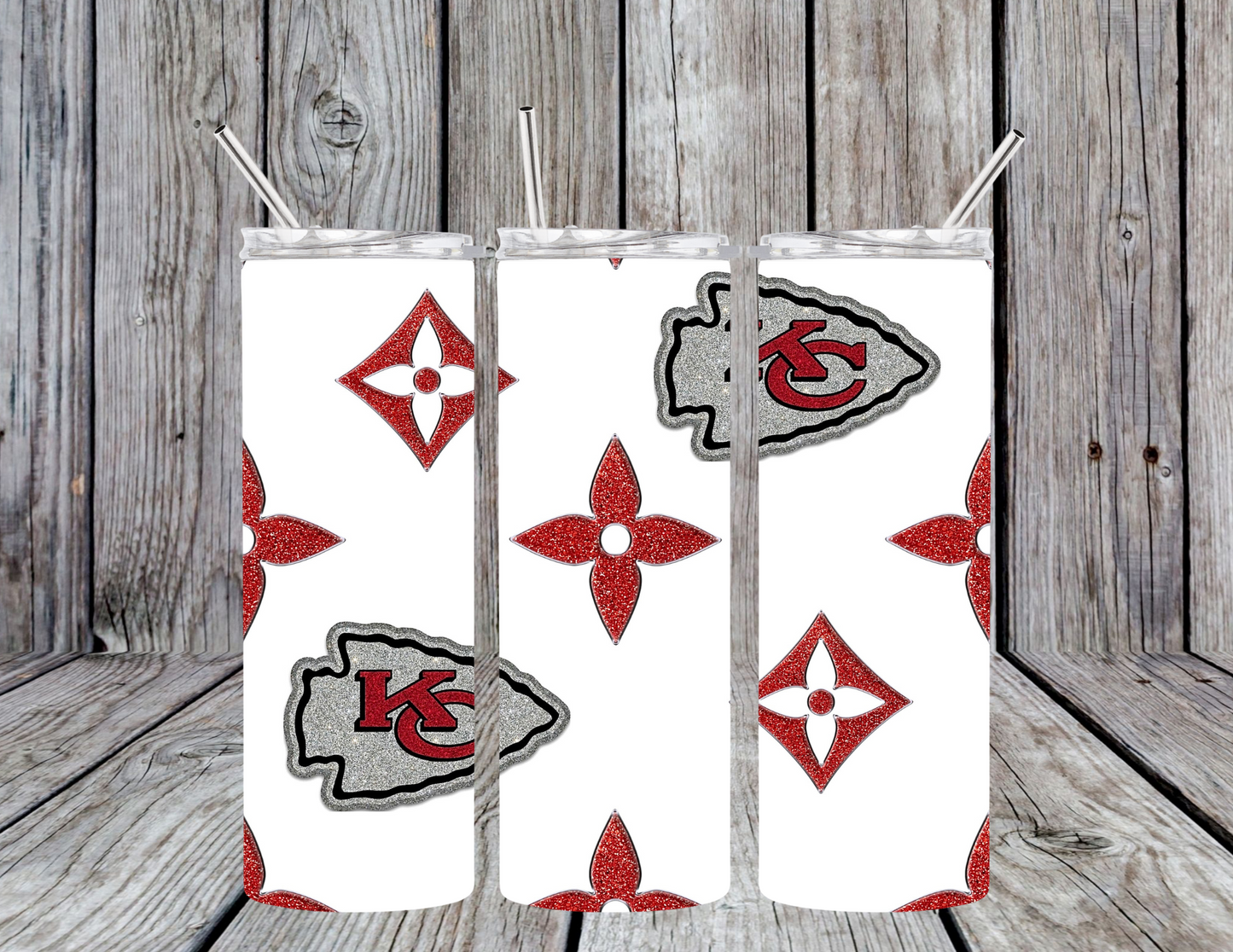 KC Chiefs Football Bling 20 oz Skinny Tumbler
