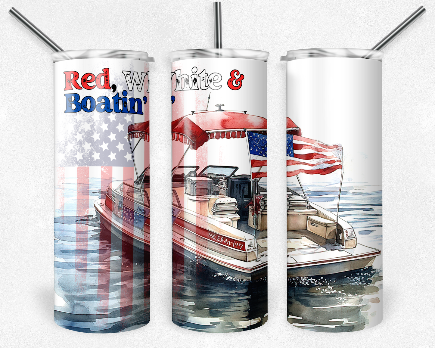 Red, White & Boatin' Patriotic 20oz Skinny Tumbler