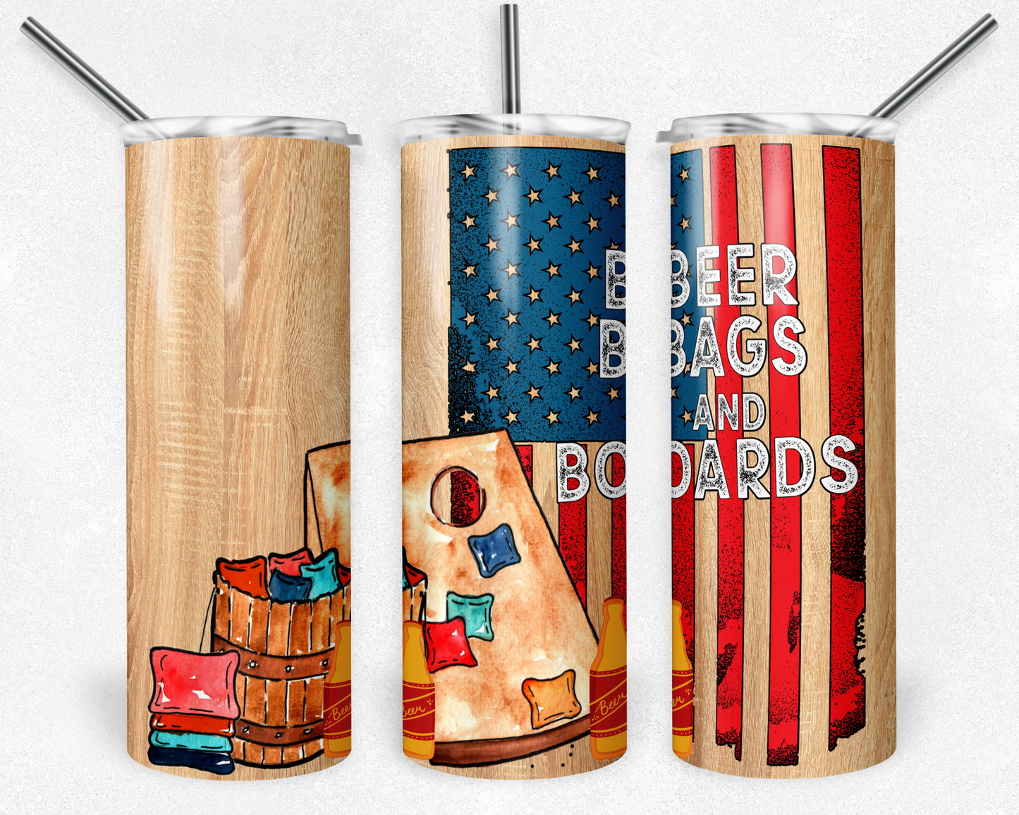Cornhole Beer Bags & Boards 20oz Skinny Tumbler