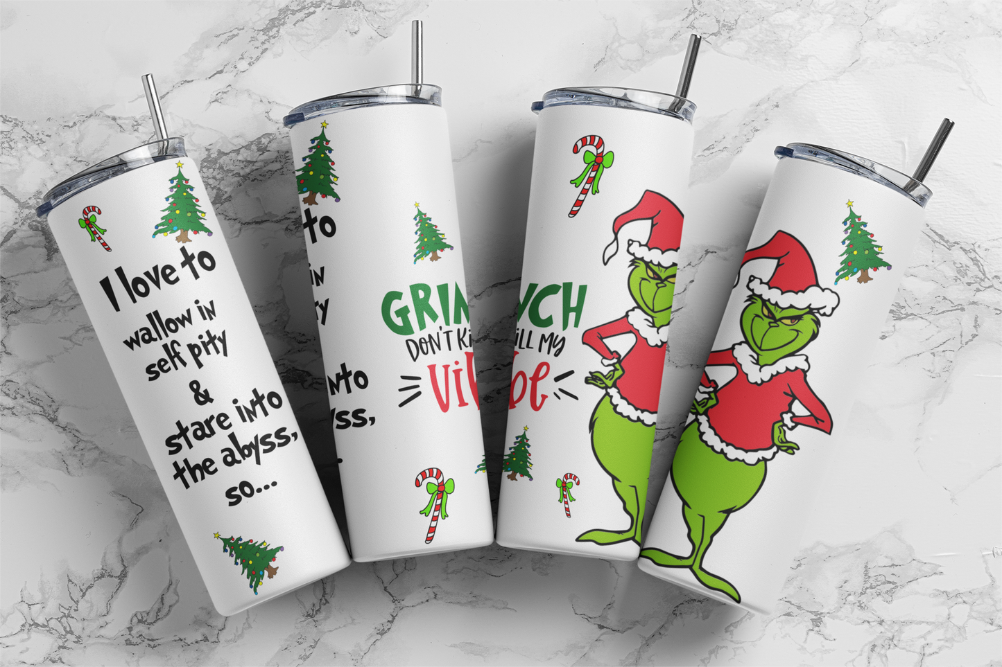 Grinch Vibes - Christmas 20oz Skinny Tumbler