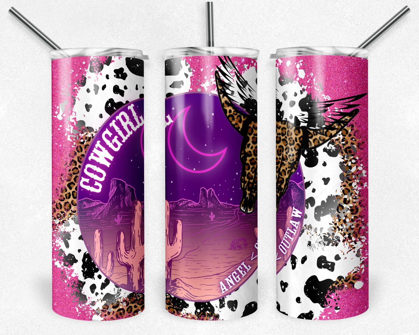 Neon Cowgirl - Western - Rustic 20oz Skinny Tumbler