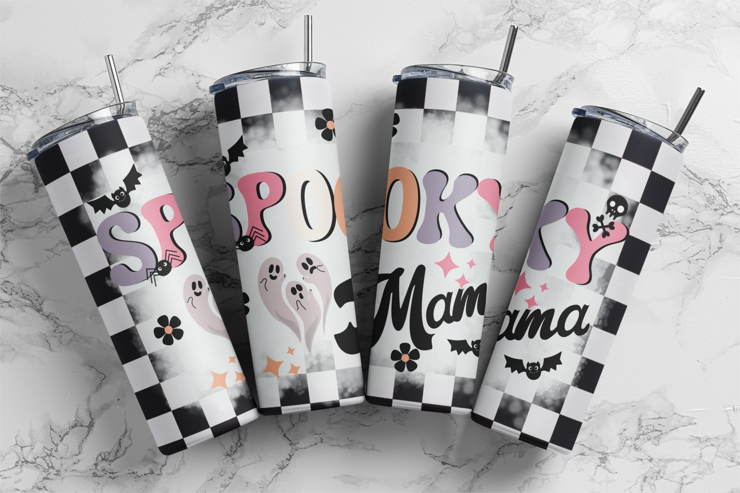 Spooky Mama - Ghosts - Halloween 20oz Skinny Tumbler