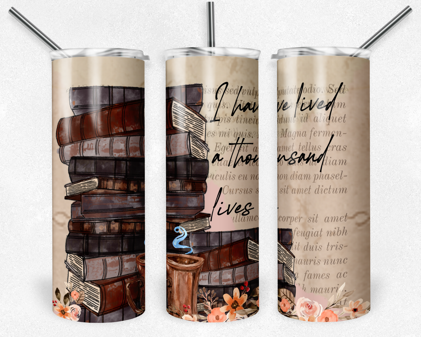 I have lived a thousand lives - books - 20oz Skinny Tumbler