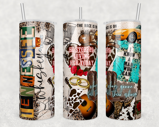 Tennessee Whiskey - George Jones - Country 20oz Skinny Tumbler