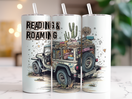 Reading & Roaming - Books Jeep - 20oz Skinny Tumbler
