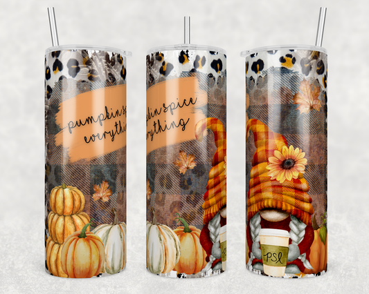 Pumpkin Spice Everything - Fall - Gnome 20oz Skinny Tumbler