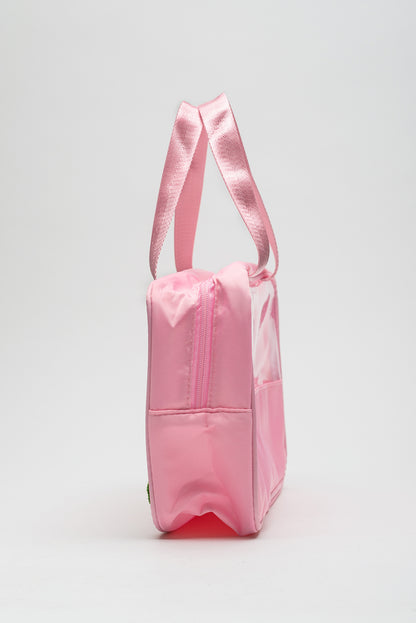 Pink Purple TRAVEL Chenille Letter Clear PVC Makeup Bag