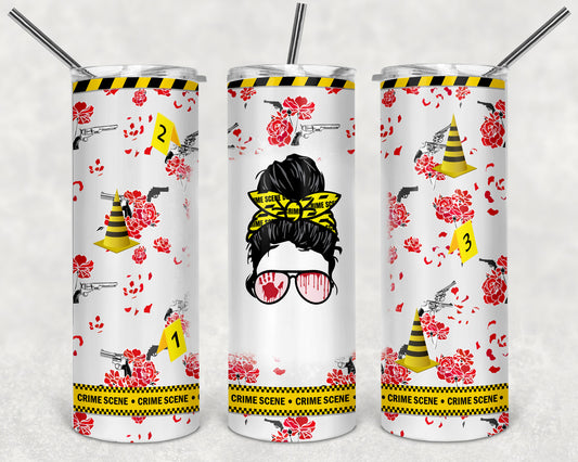 Messy Bun Crime Scene 20oz Skinny Tumbler