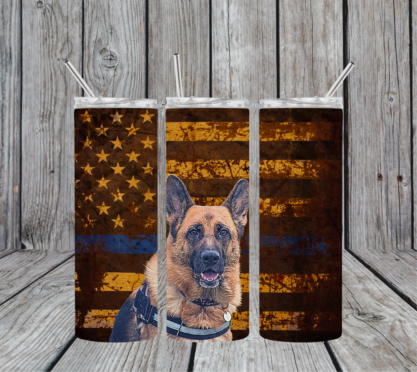 Police K9 Thin Blue Line 20oz Skinny Tumbler