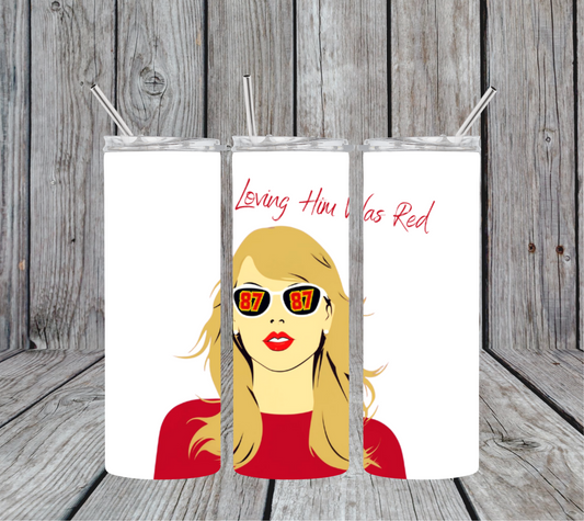 Taylor Swift 87 - Loving Him Was Red 20oz Skinny Tumbler