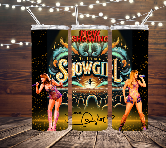 Taylor Swift Now Showing The Life of a Showgirl 20oz Skinny Tumbler