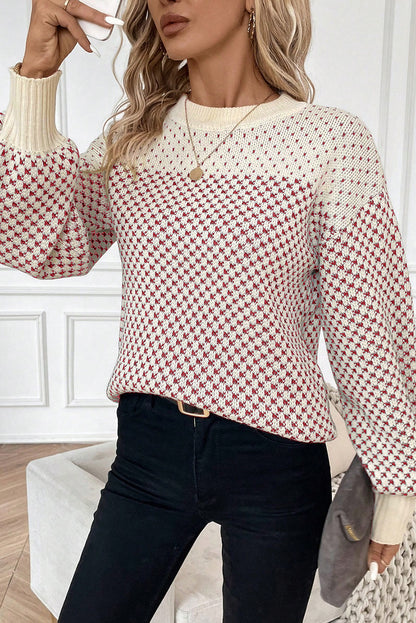 Black Colorblock Bishop Sleeve Knit Sweater