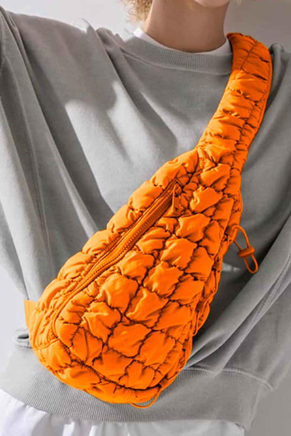 Wisteria Marshmallow Quilted Drawstring Crossbody Bag