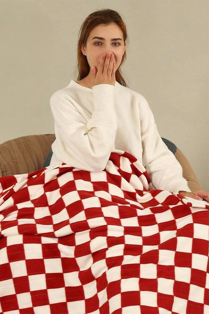 Black & White Checkerboard 127*152cm Flannel Blanket