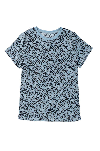 Apricot Cheetah Print Casual Crew Neck T Shirt
