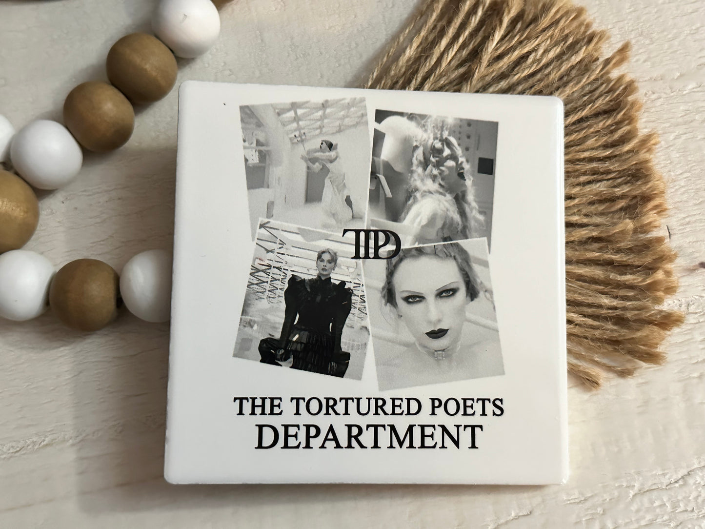 Taylor Swift TTPD Album Images Crest Ceramic Coaster