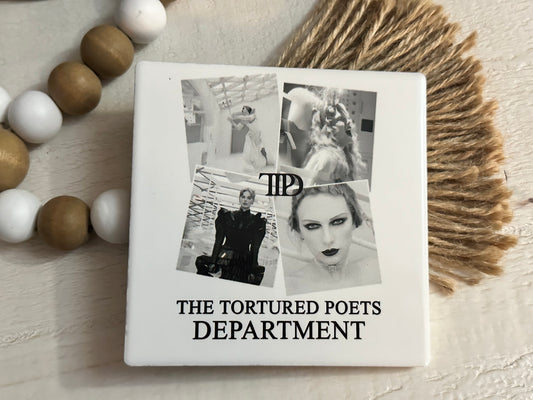 Taylor Swift TTPD Album Images Crest Ceramic Coaster