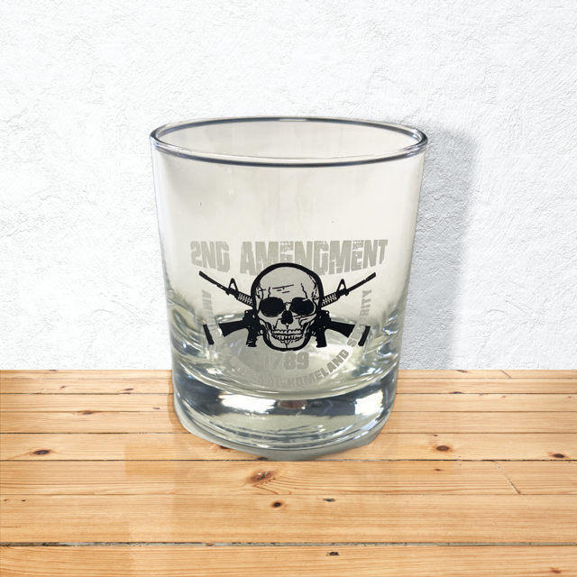 2nd Amendment Skull Whiskey Glass