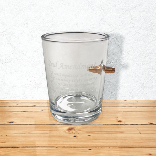 .308 Caliber Bullet Whiskey Glass - 2nd Amendment engraved..
