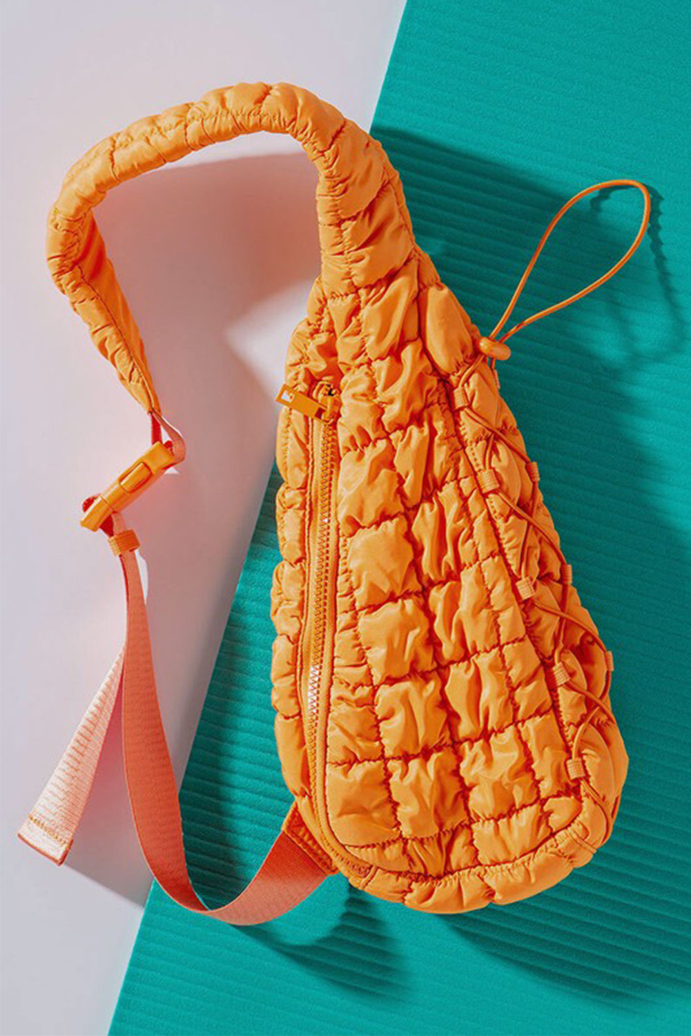 Wisteria Marshmallow Quilted Drawstring Crossbody Bag